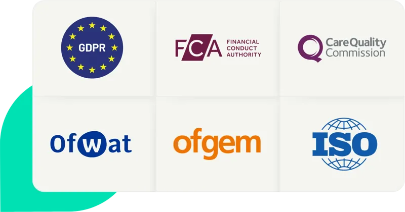 A grid of logos, including ISO and GDPR.