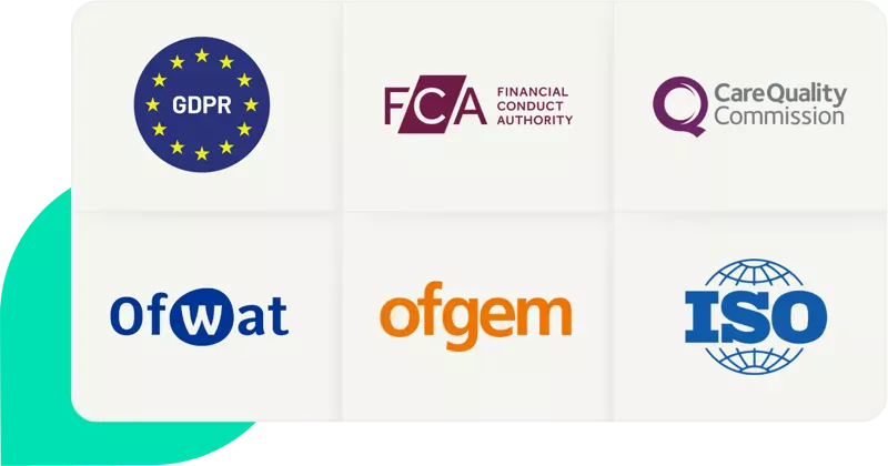 A grid of logos, including ISO and GDPR.