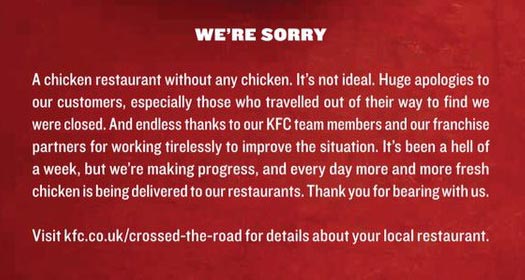 KFC’s apology in the national press