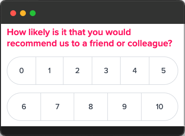 CustomerSure survey question asking NPS on a 0-10 scale
