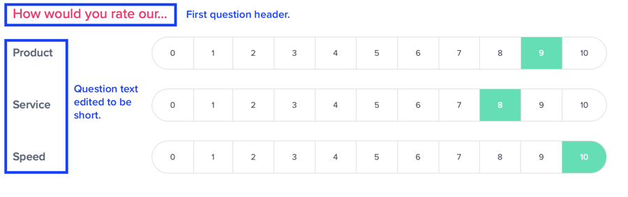 A matrix question, illustrating the steps above