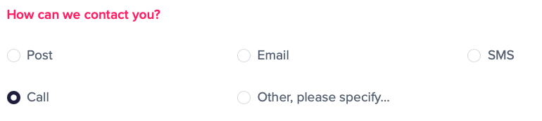 A choice question, using radio buttons
